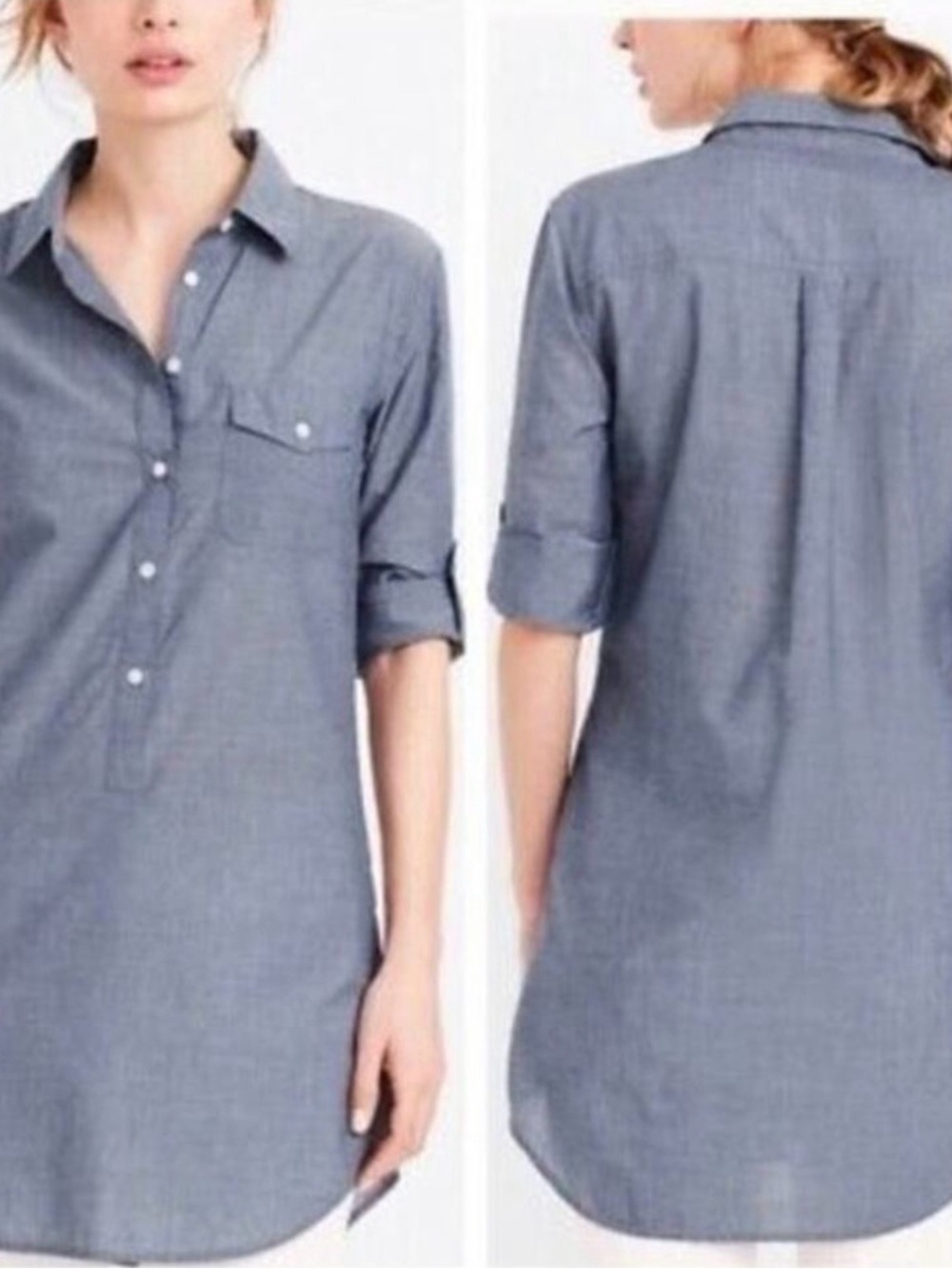 J. Crew Chambray Popover Button-Down Tunic